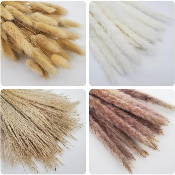 Natural Dried Pampas Grass Bouquet 120 Pcs Boho Home Decor Bunny Tails Reed - Picture 7 of 8
